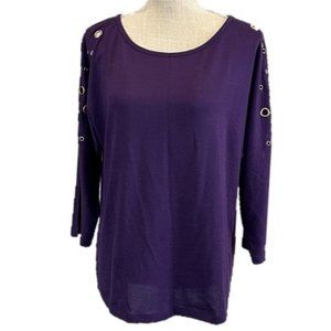 BY DESIGN Lightweight Pull Over Sweater with Grommets